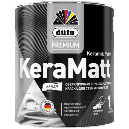 Dufa (Дюфа) Premium KeraMatt глубокоматовая сверхпрочная краска для стен и потолков База 1 0,9 л