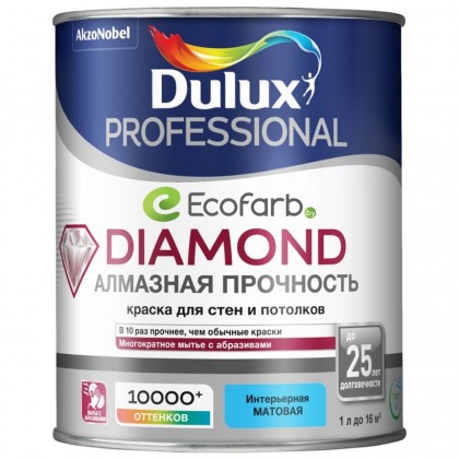 Dulux Diamond Matt (Дулюкс Даймонд Мат) Матовая износостойкая краска для стен и потолков 1 л BW
