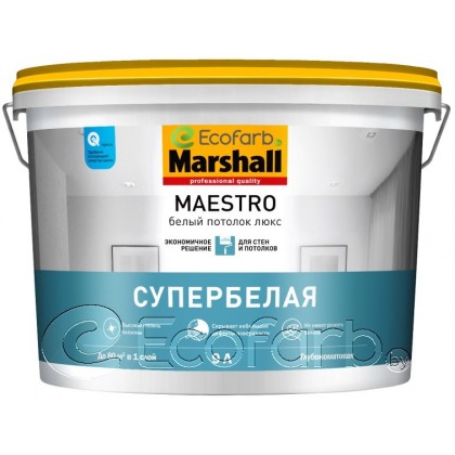 Глубокоматовая водно-дисперсионная краска для потолков и стен Marshall Maestro 9 л