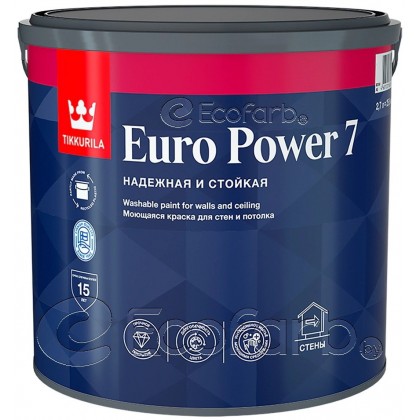 Tikkurila Euro Power 7 (Тиккурила Евро Пауэр 7) 2,7 л база A - краска для стен и потолков