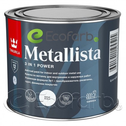 Tikkurila Metallista (Тиккурила Металлиста) 0,4 л база A - краска 3 в 1 по ржавчине
