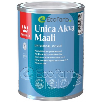 Tikkurila Unica Akva Maali 0.9 л База A - полуглянцевая краска для окон и дверей