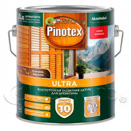 Пинотекс Ультра (Pinotex Ultra) 2,7 л декоративная пропитка для дерева.