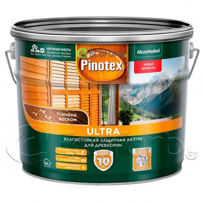 Пинотекс Ультра (Pinotex Ultra) 9,0 л декоративная пропитка для дерева.
