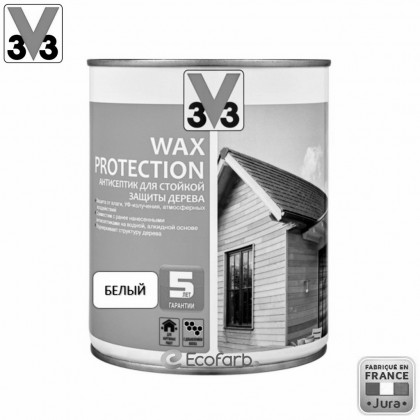 V33 антисептик для древесины Wax Protection 0,9 л Белый