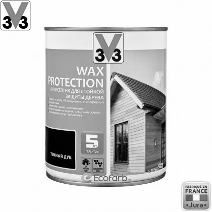 V33 антисептик для древесины Wax Protection 0,9 л Темный дуб