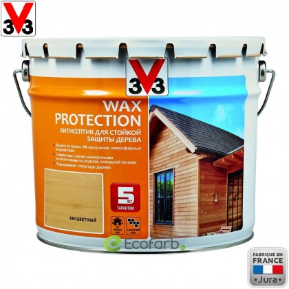 V33 антисептик для древесины Wax Protection 9,0 л Бесцветный