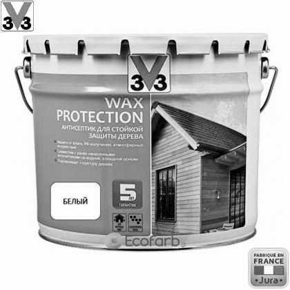 V33 антисептик для древесины Wax Protection 9,0 л Белый